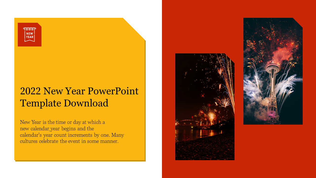 Free - Modern 2022 New Year PowerPoint Template Download Slide